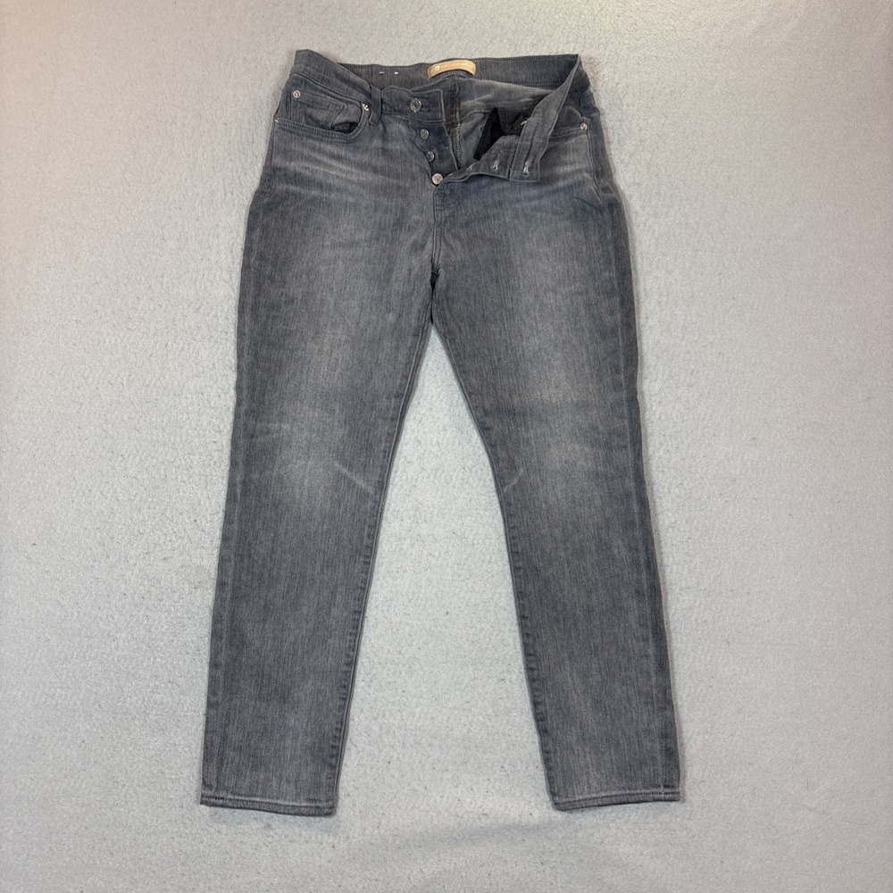 7 For All Mankind Josefina Jeans Luxe Vintage Gray Sz 28 Straight Leg Button Fly